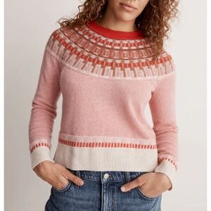 MADEWELL Fair Isle Mayer Pullover Sweater Heather Blossom Pink Women Size Medium